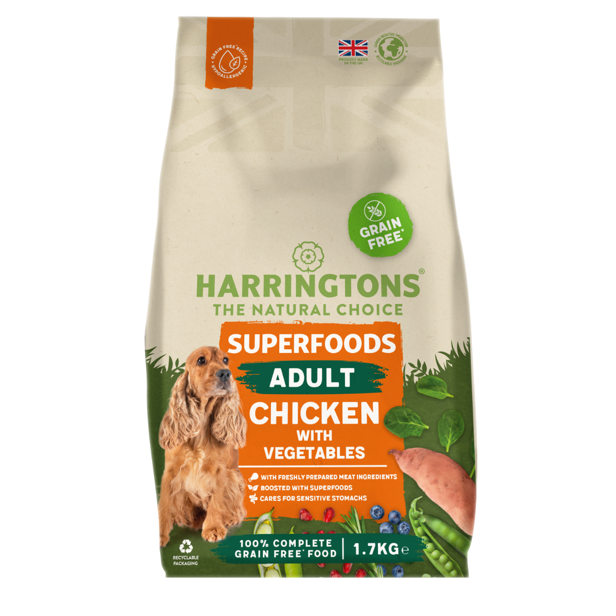 Harringtons Superfoods Grain-Free Dry Adult Dog Food Chicken & Vegetables 1.7kg