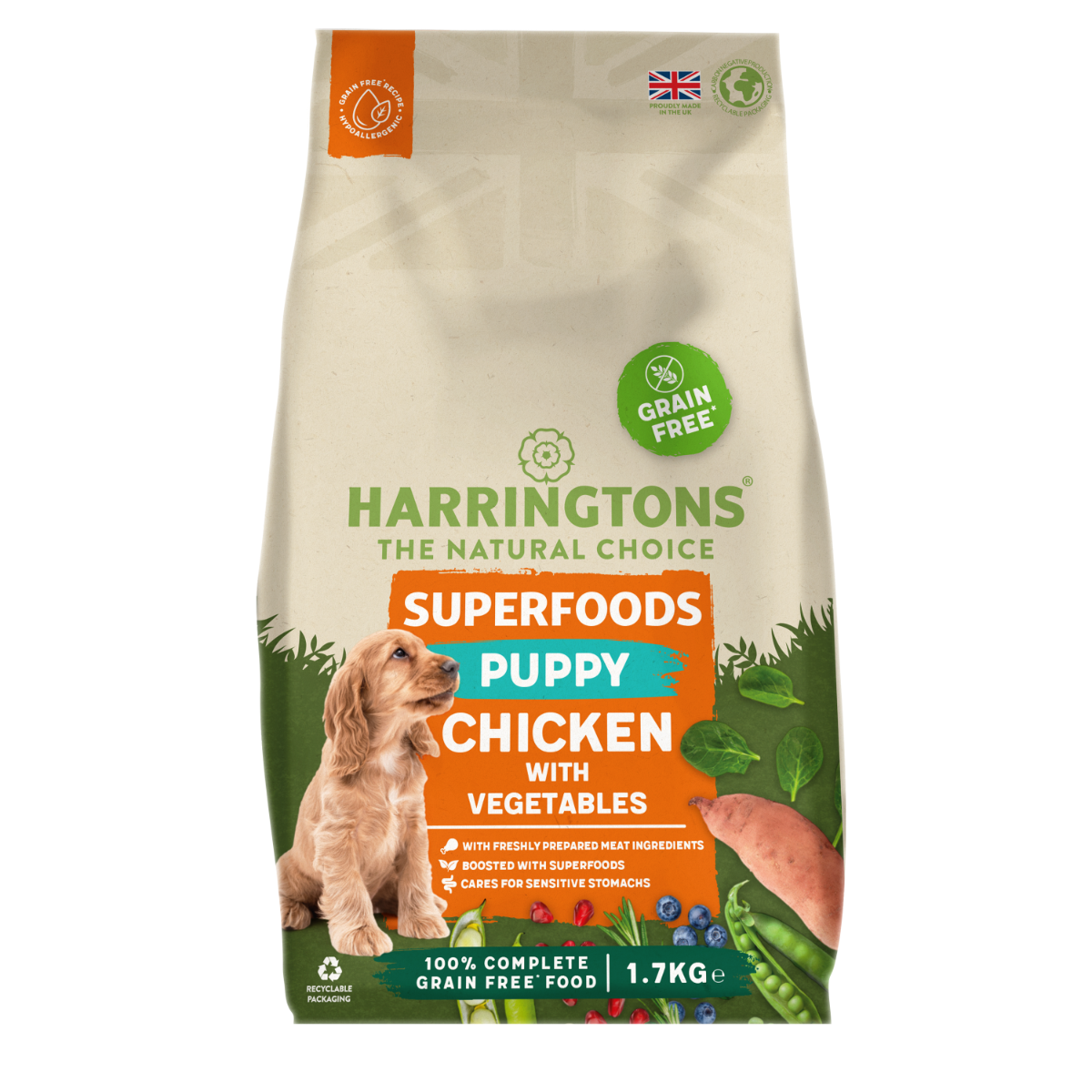 Harringtons Superfoods Grain-Free Dry Puppy Dog Food Chicken & Vegetables 1.7kg