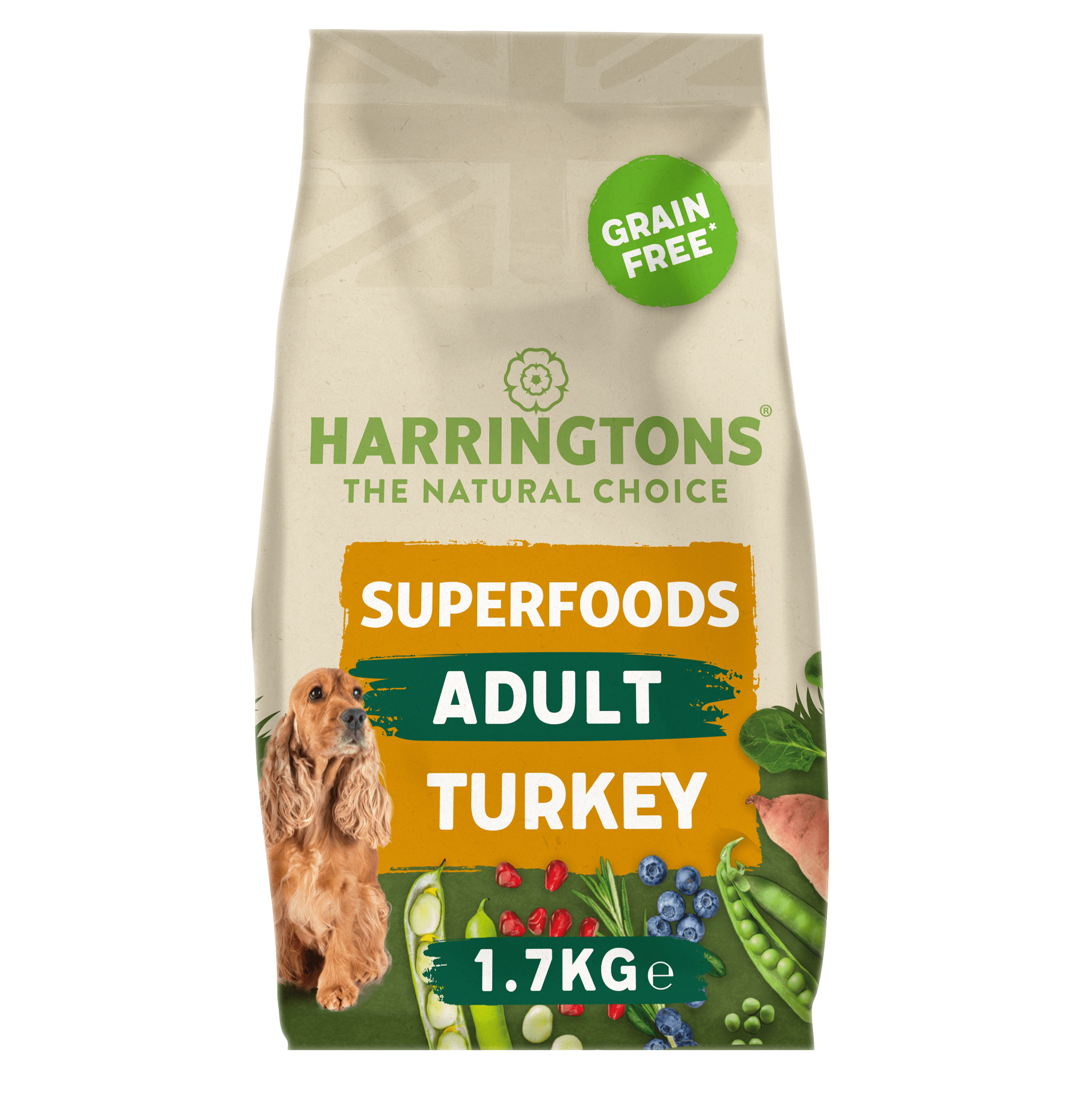 Harringtons Superfoods Grain-Free Dry Adult Dog Food Turkey & Vegetables 1.7kg