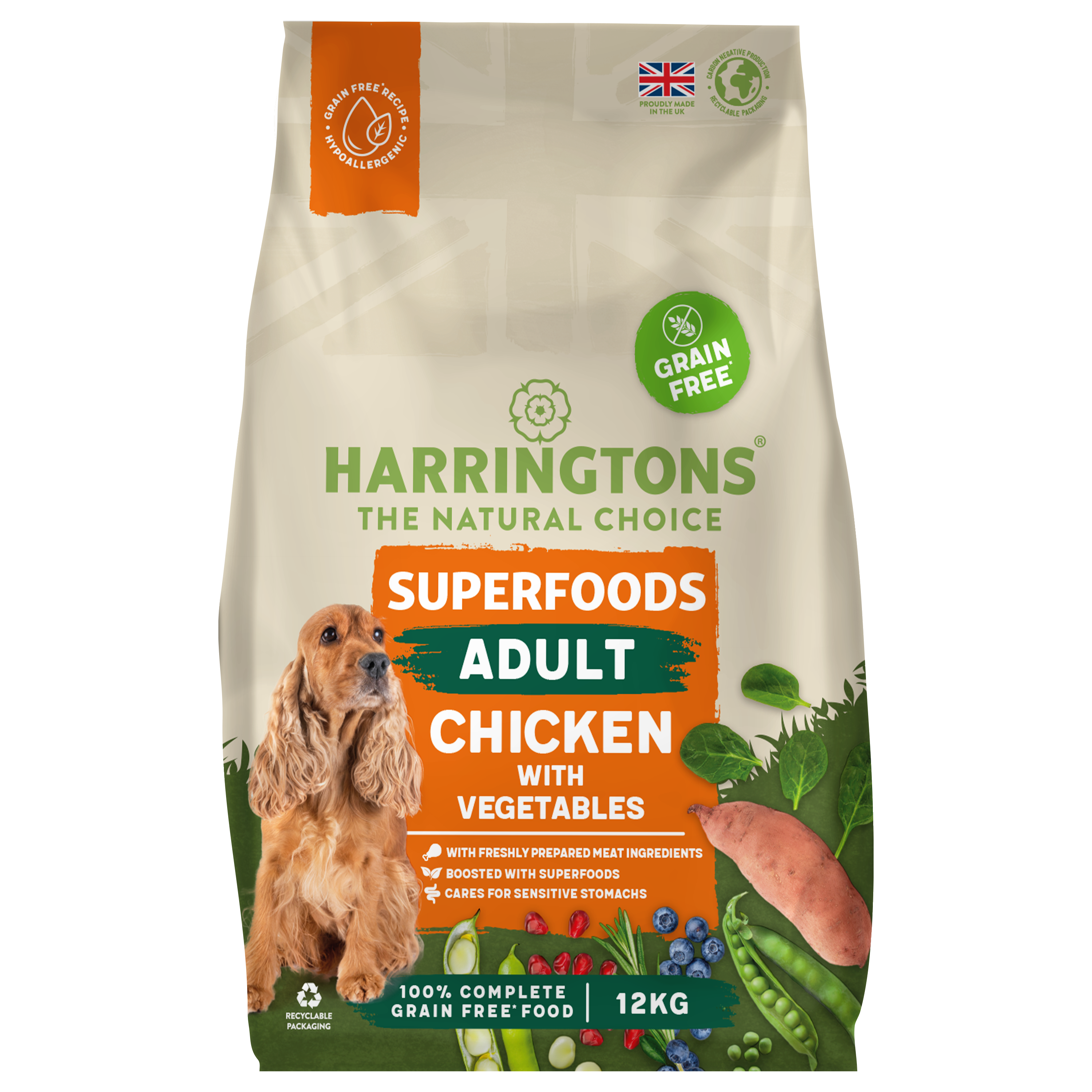Harringtons Superfoods Grain-Free Dry Adult Dog Food Chicken & Vegetables 12kg