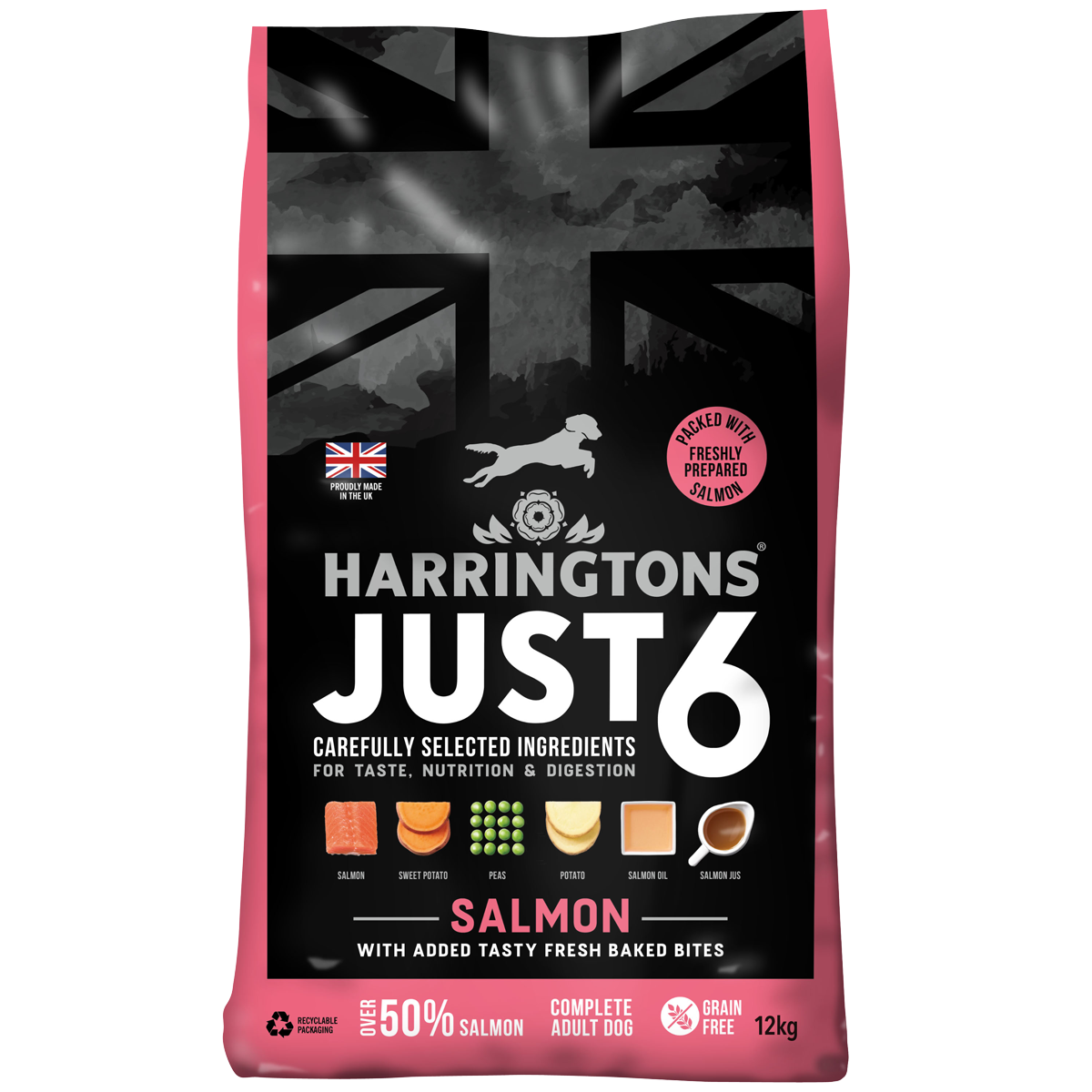 Just 6 Salmon & Vegetables Dry Dog Food 12kg