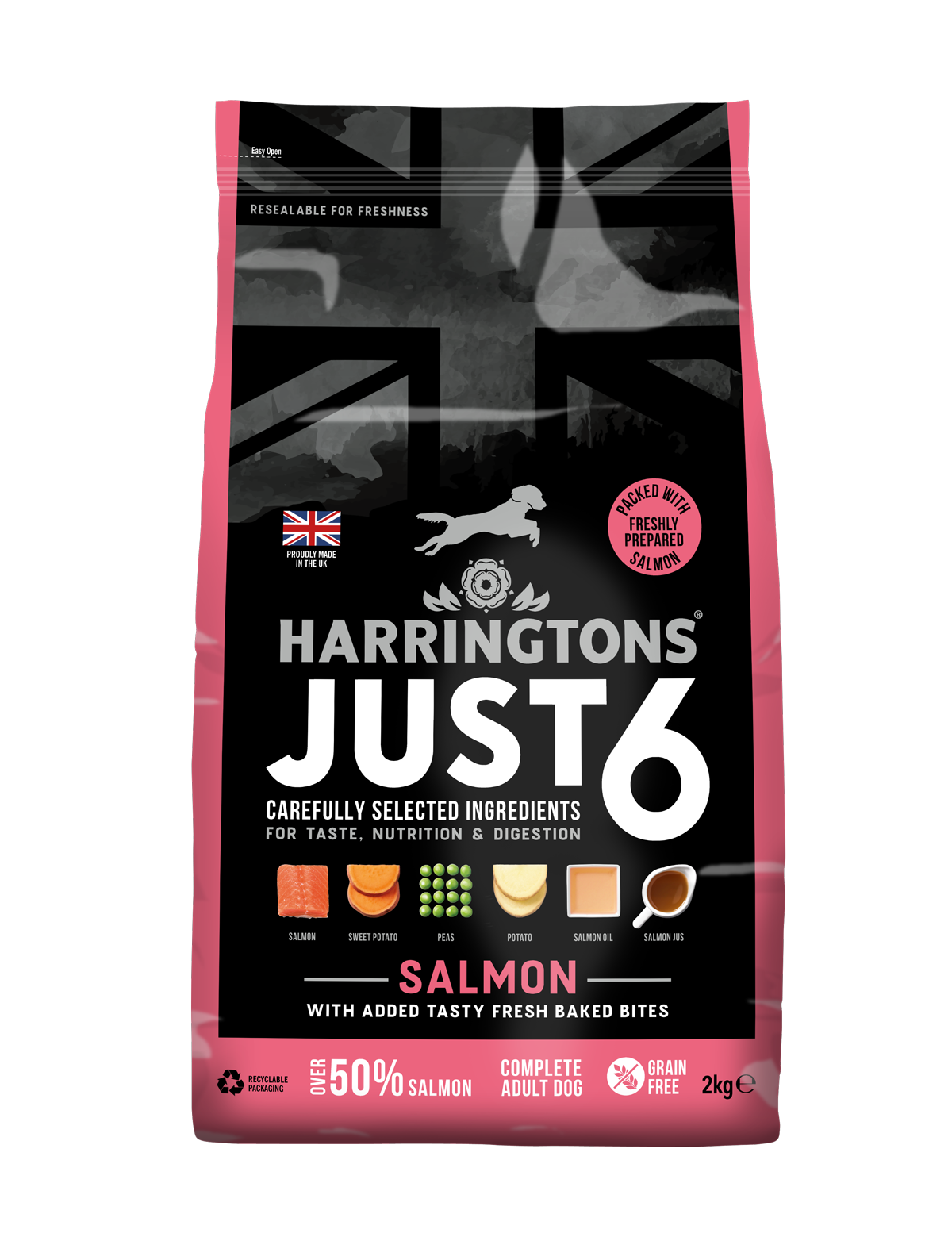 Just 6 Salmon & Vegetables Dry Dog Food 2kg