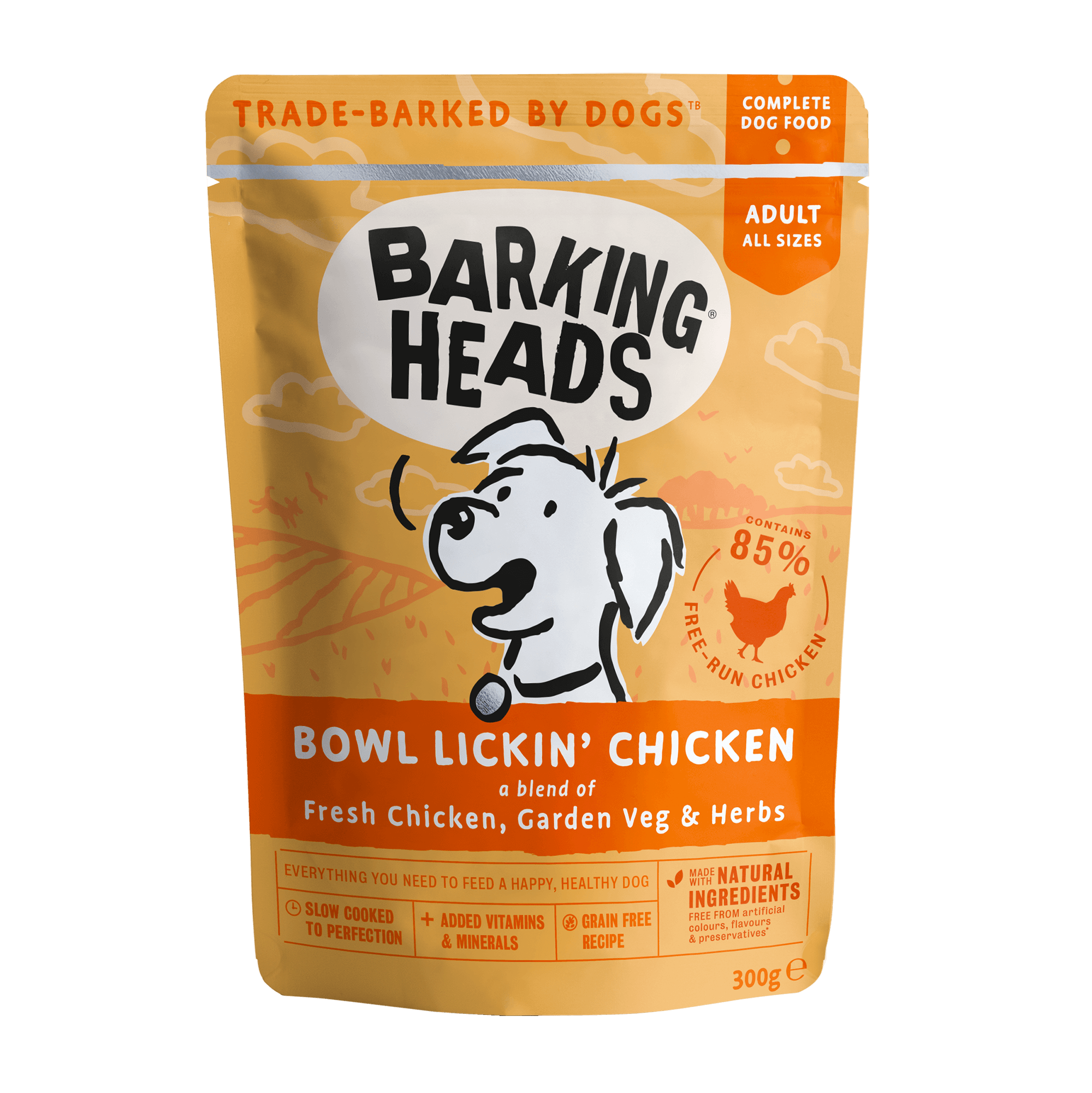 barking heads bowl lickin' chicken pouch front of pack