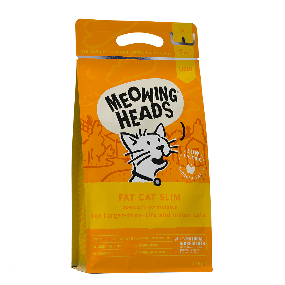 meowing heads fat cat slim front of pack